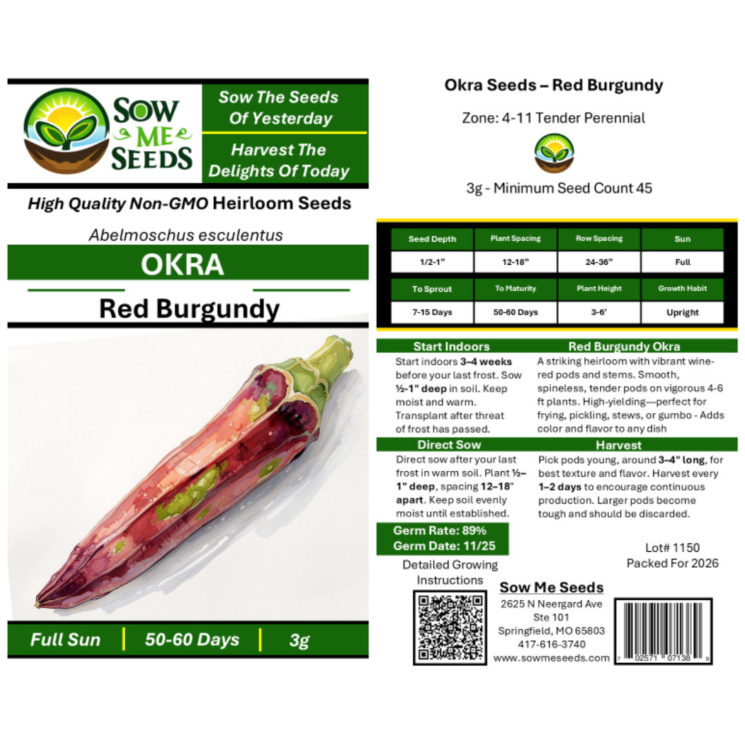 Red Burgandy Okra Seed Packet Image