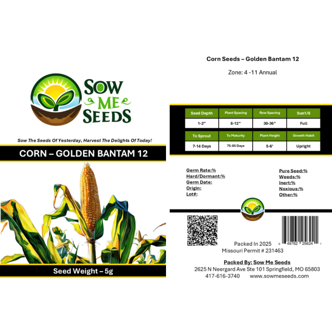 Corn Seeds - Sweet - Golden Bantam 12