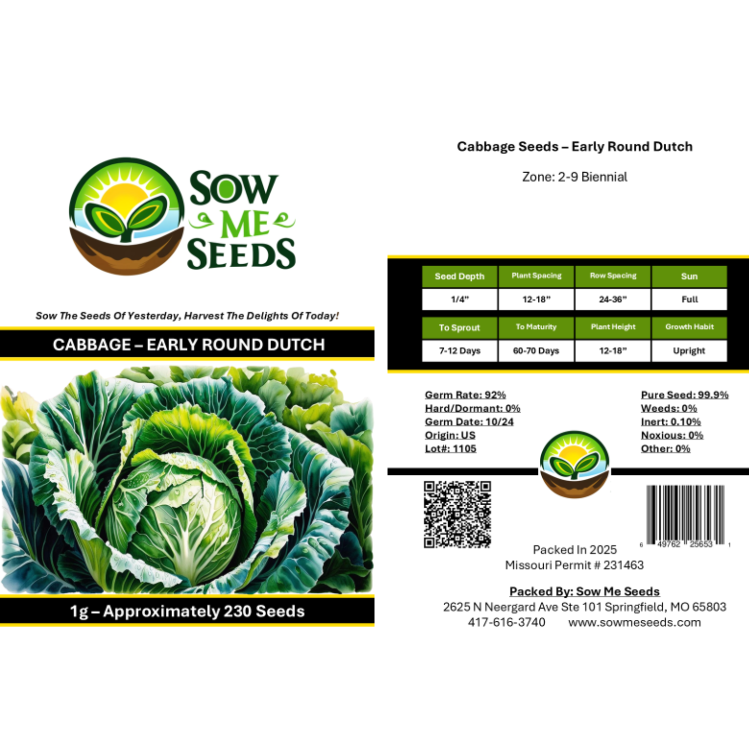 Cabbage Seeds – Early Round Dutch