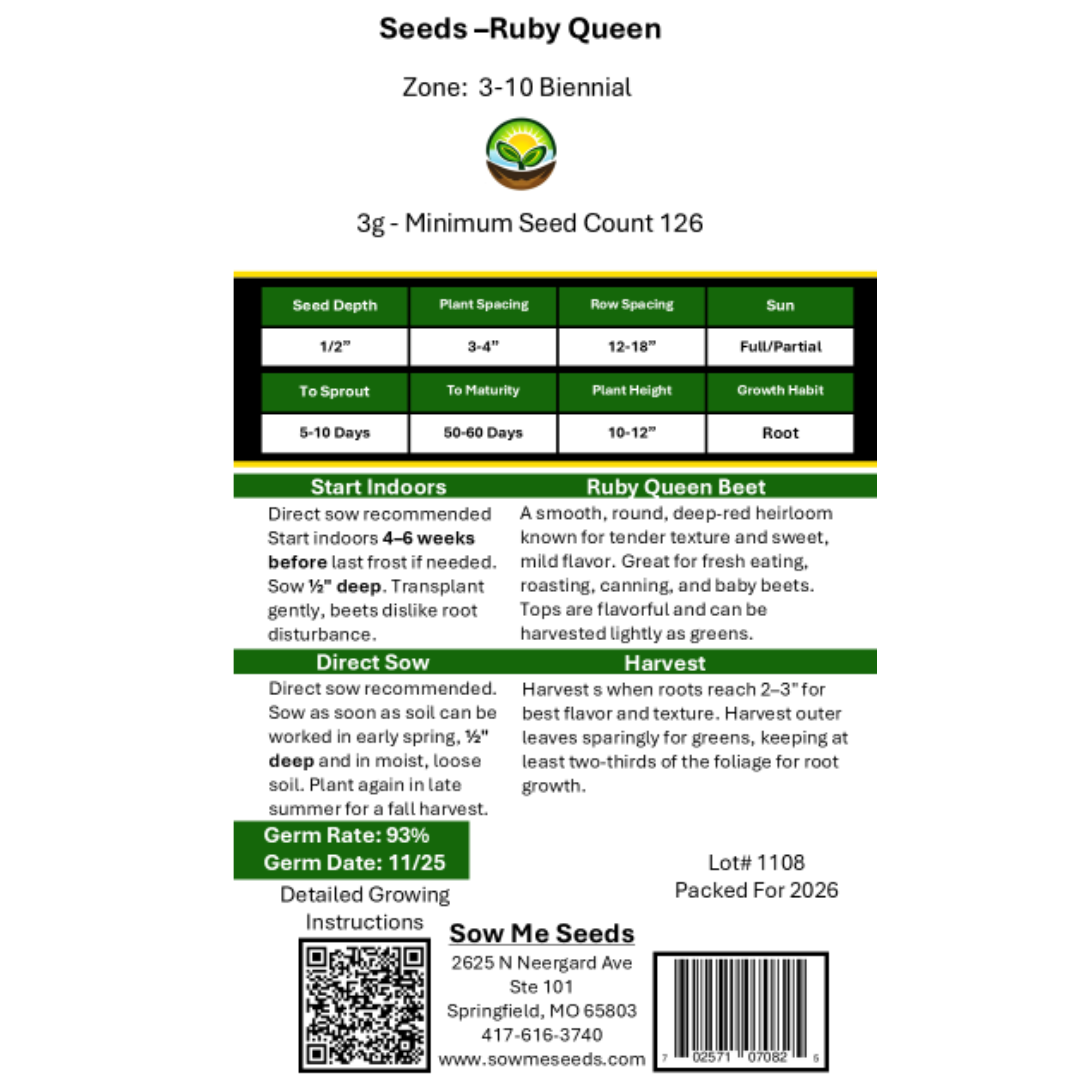 Beet Seeds – Ruby Queen