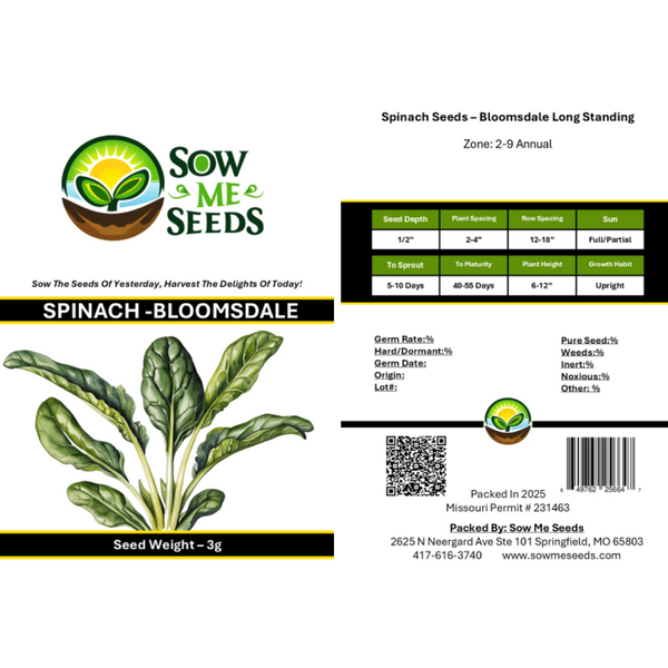 spinach seeds to plant Bloomsdale Long Standing Spinach – Heirloom Vegetable Garden Seeds – Sow Me  Seeds