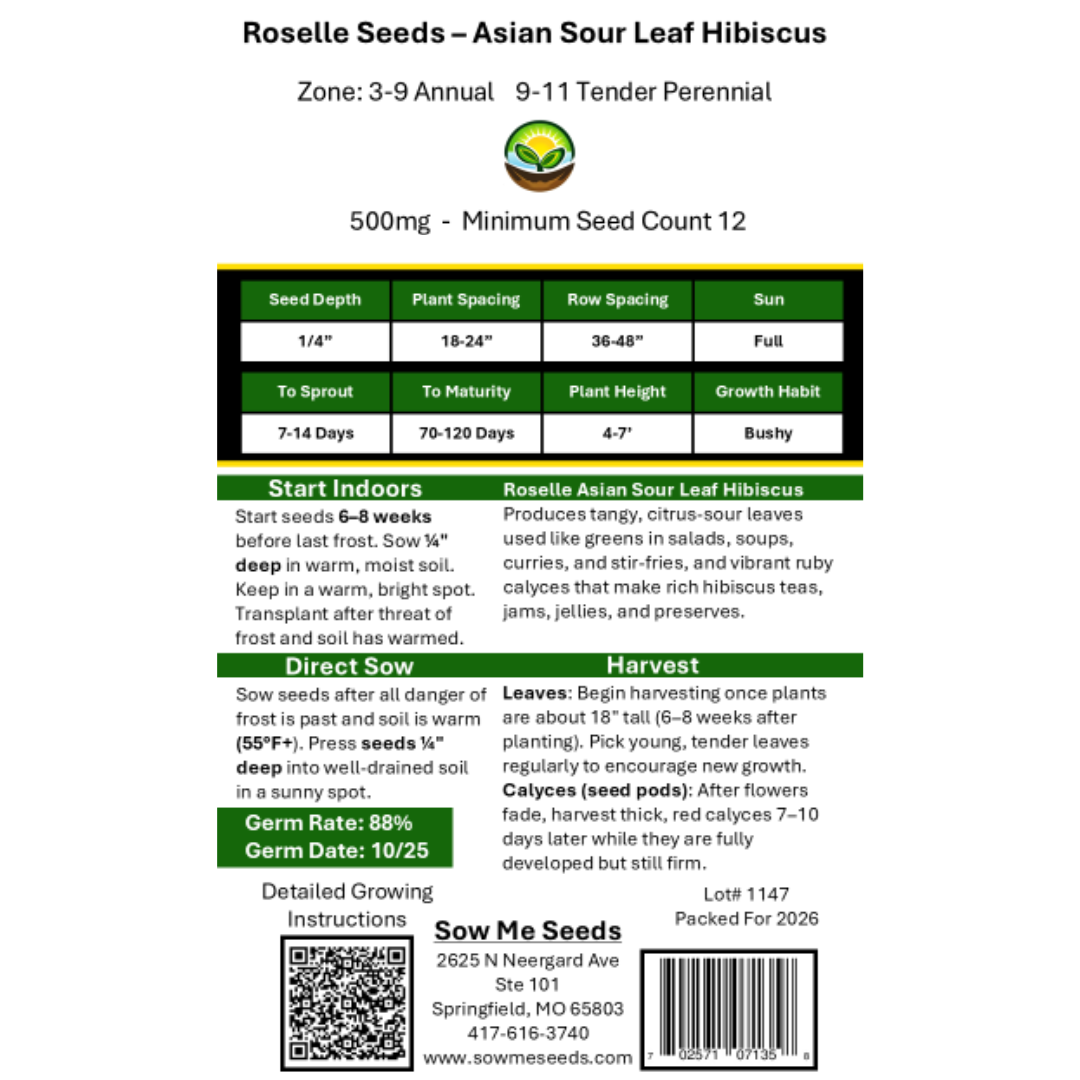 Roselle Seeds - Sour Leaf Hibiscus