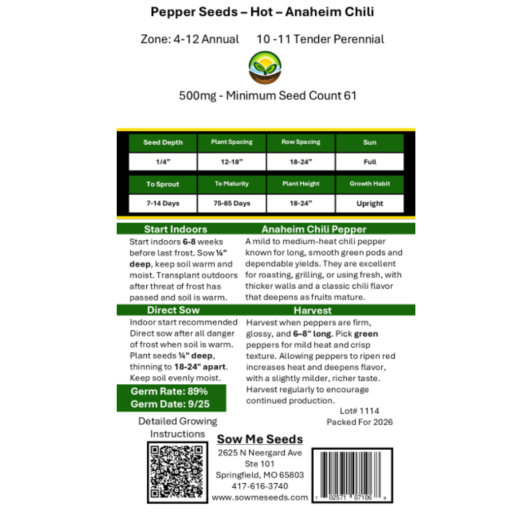 Pepper Seeds – Hot Anaheim Chili